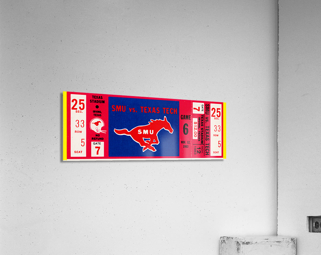 1983 SMU vs. Texas Tech Football Ticket Stub Print Acrylic Print