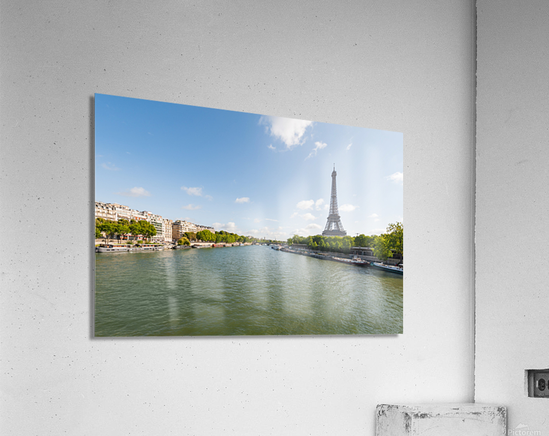 Paris and Eiffel tower with river Seine in the foreground on a sunny day Acrylic Print