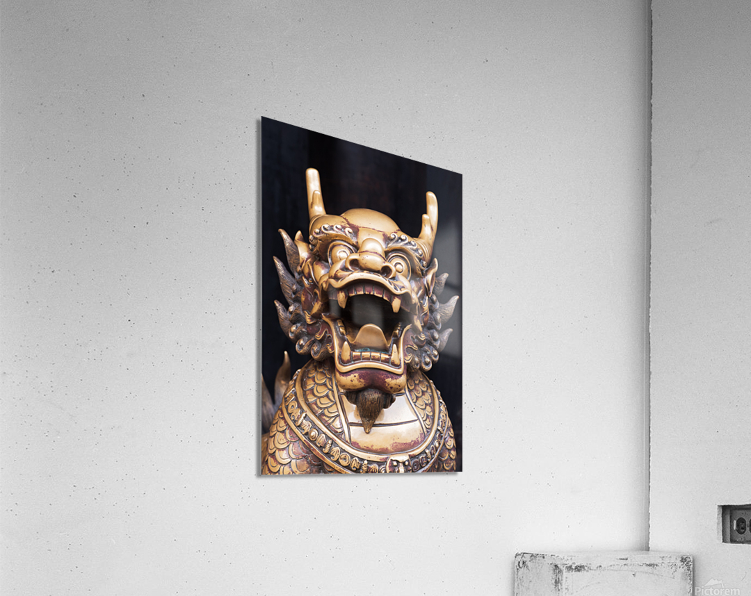 Dragon bronze statue in a chinese buddhist temple Acrylic Print