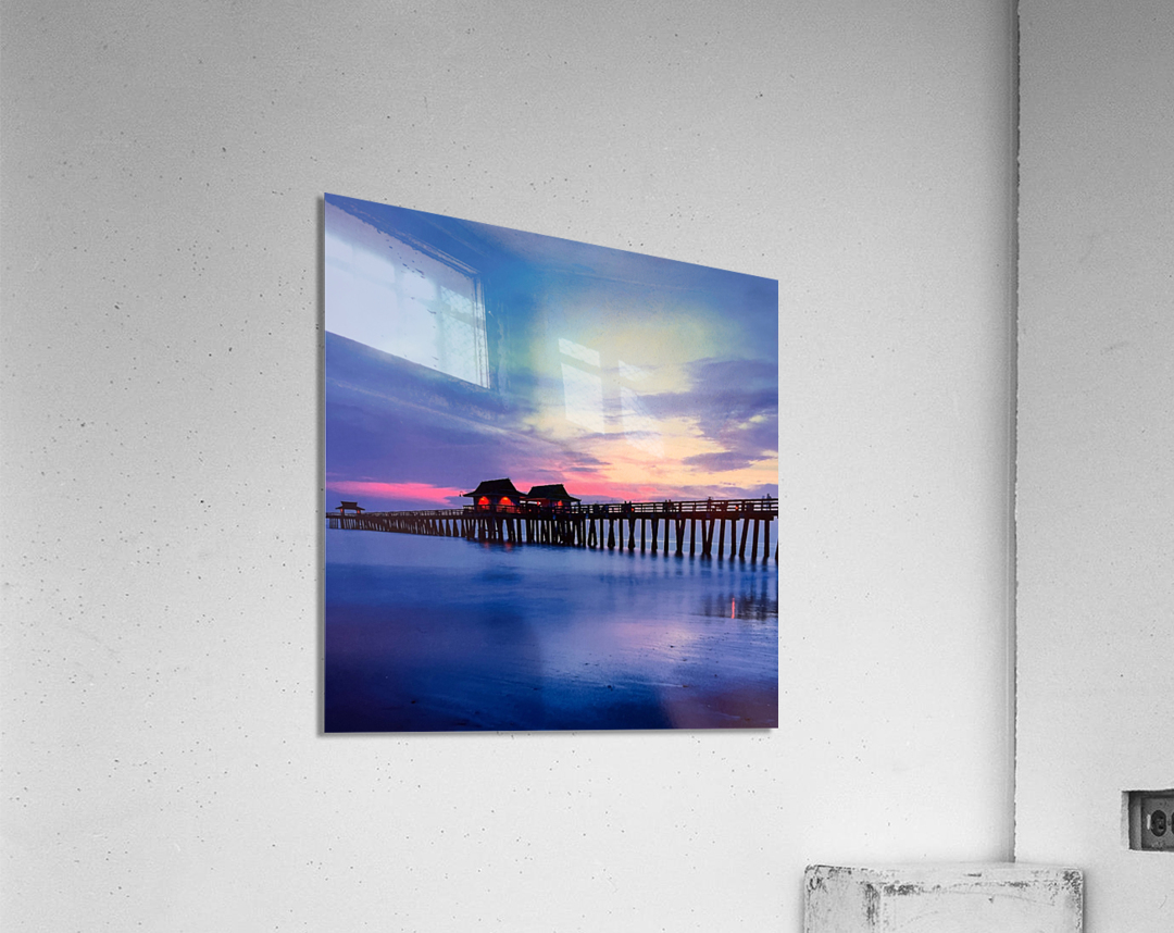 Naples Pier Pastel Night Sky Acrylic Print