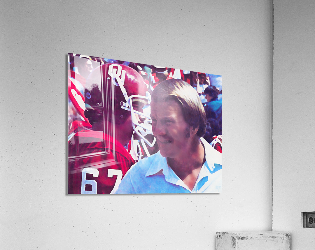 1980 Oklahoma Sooners Barry Switzer Watercolor Art Acrylic Print