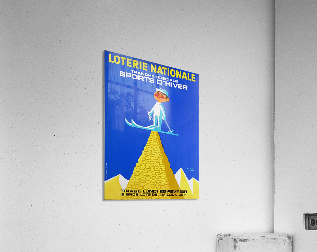 Loterie Nationale original vintage poster ski winter sport Acrylic Print