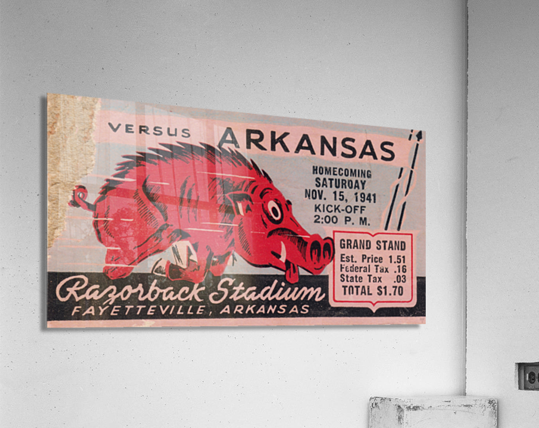 1941 Arkansas Razorbacks Football Ticket Stub Remix Art Acrylic Print