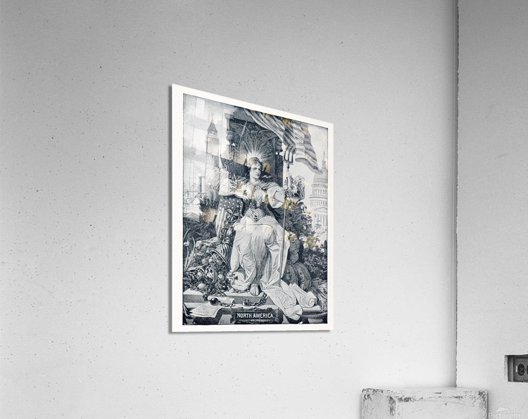 Artwork - Found and Restored - North America - 1888 Panorama of Nations - Antique Bookplate Print Acrylic Print