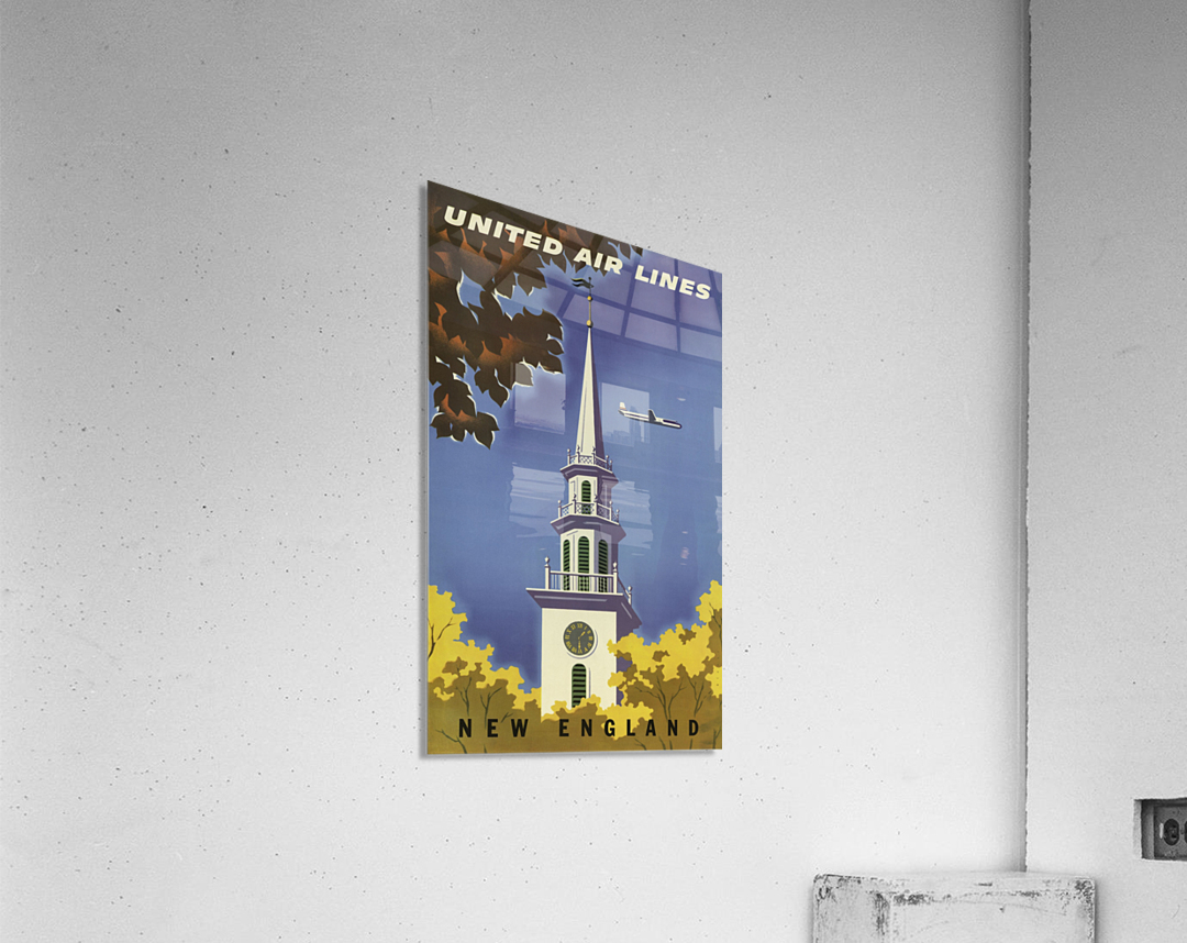 United Airlines New England Vintage Travel Poster Acrylic Print