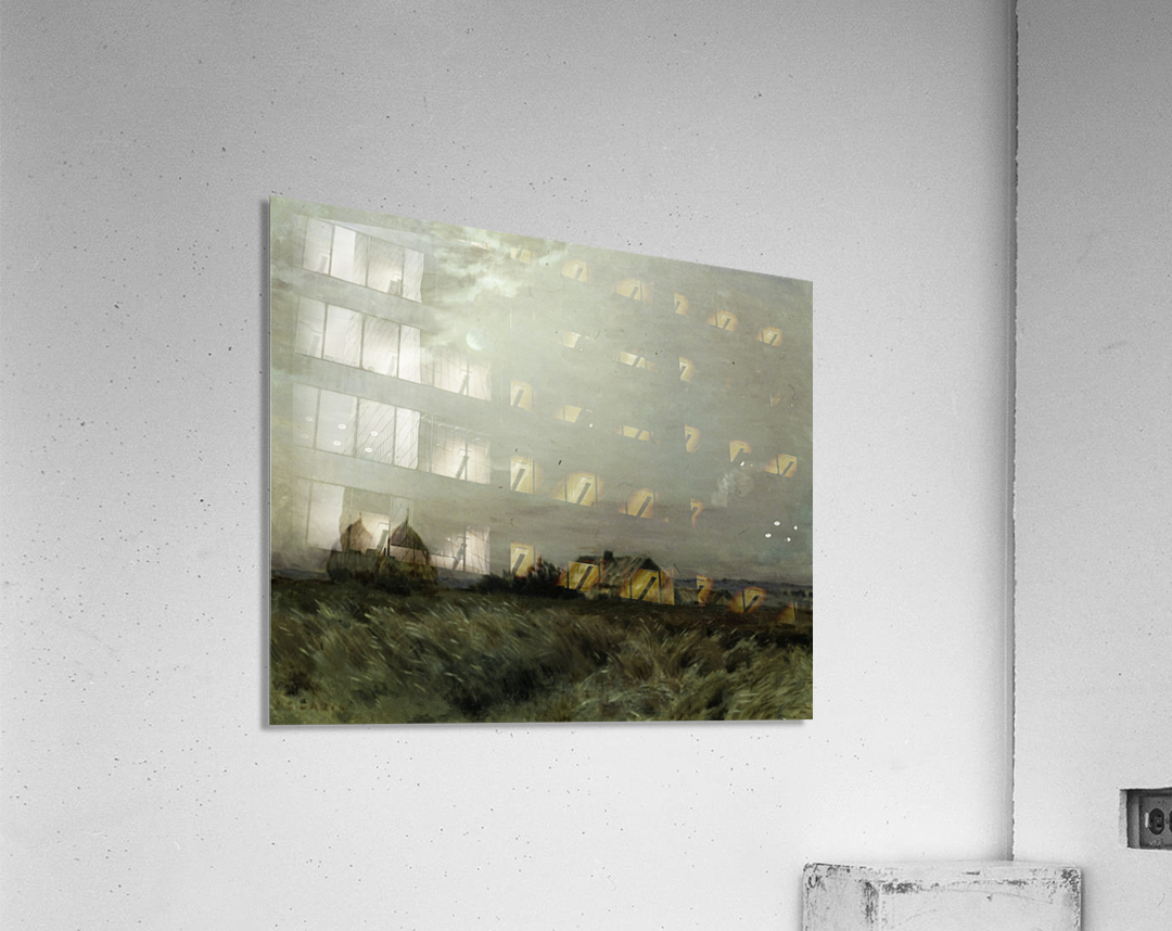 Landscape with a house and two haystacks Acrylic Print