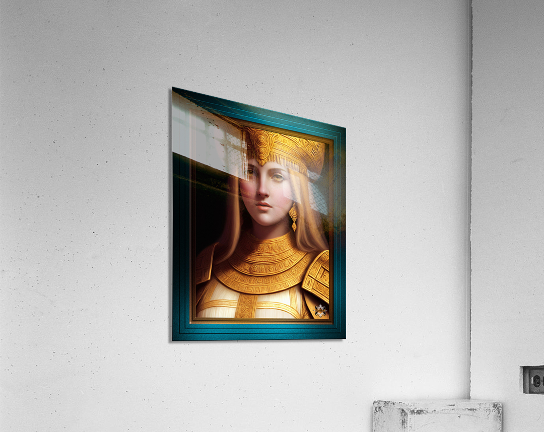 The Golden Elegant Queen Of Sandoria Sci-Fi Fantasy AI Concept Art by Xzendor7 Acrylic Print