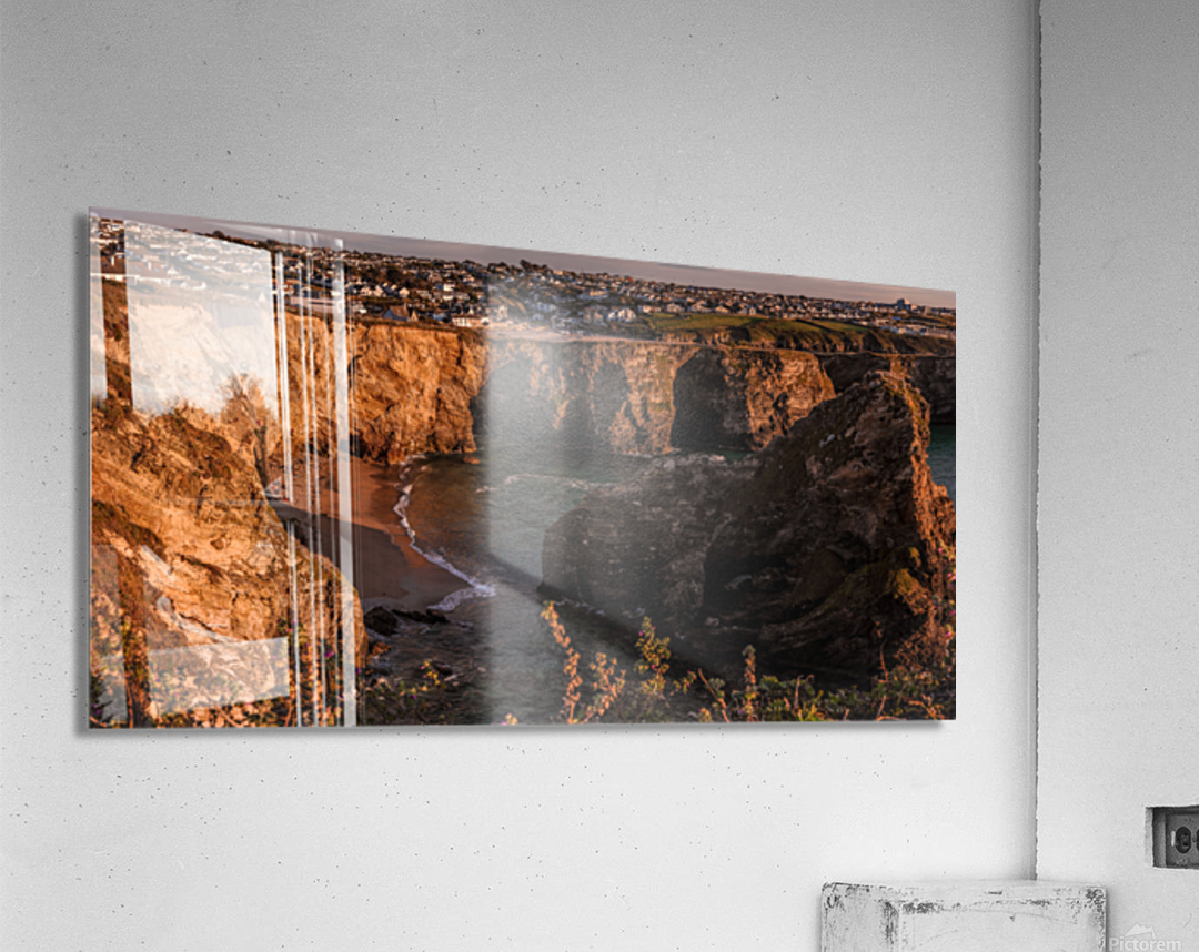 Golden Hour Serenity: A Tranquil Evening at a secret Newquay Beach Acrylic Print