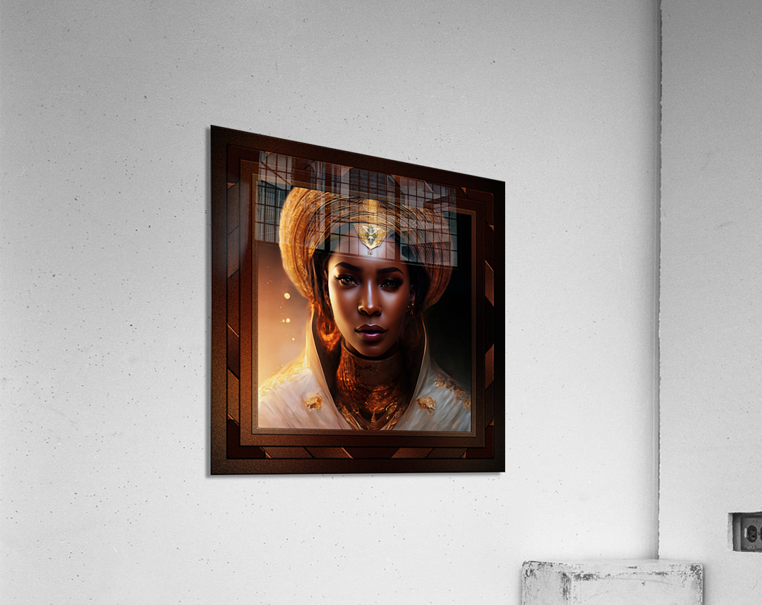 The Nubian Queen Of Synthirobi Mystical Elegance AI Concept Art by Xzendor7 Acrylic Print