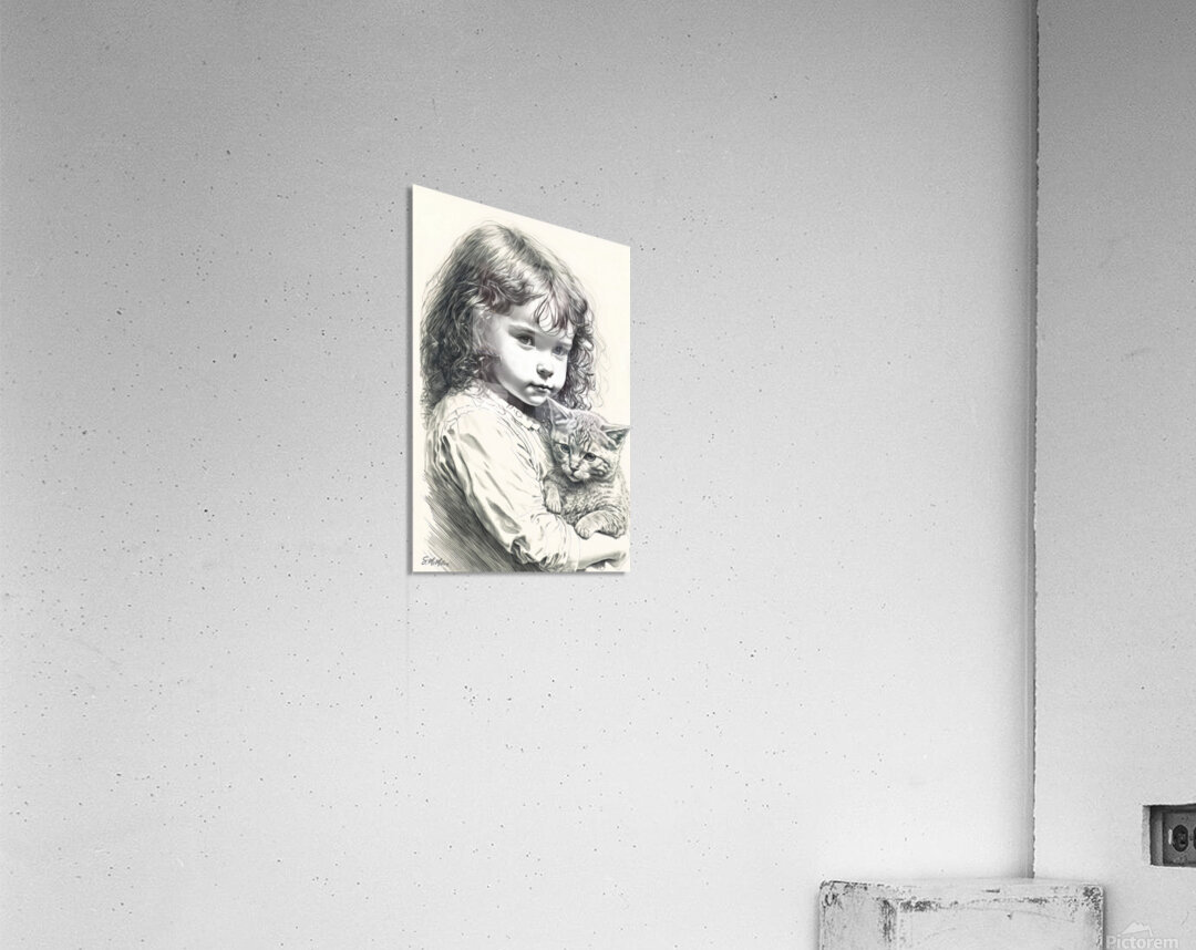Girl with Kitten Acrylic Print