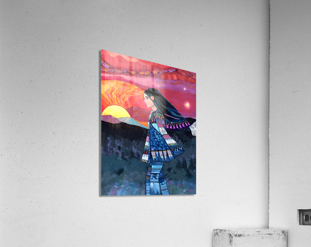 Native American Sunset Woman Acrylic Print