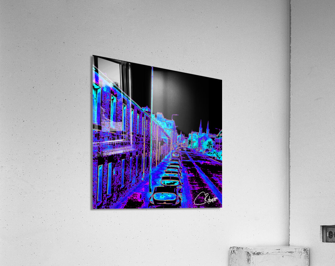 Edinburgh Street Scene in Mixed Colours Acrylic Print