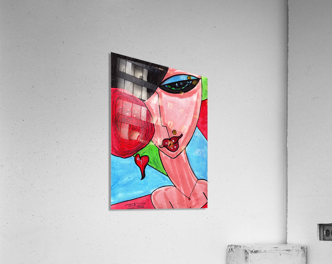 Brunette with Flowers Acrylic Print