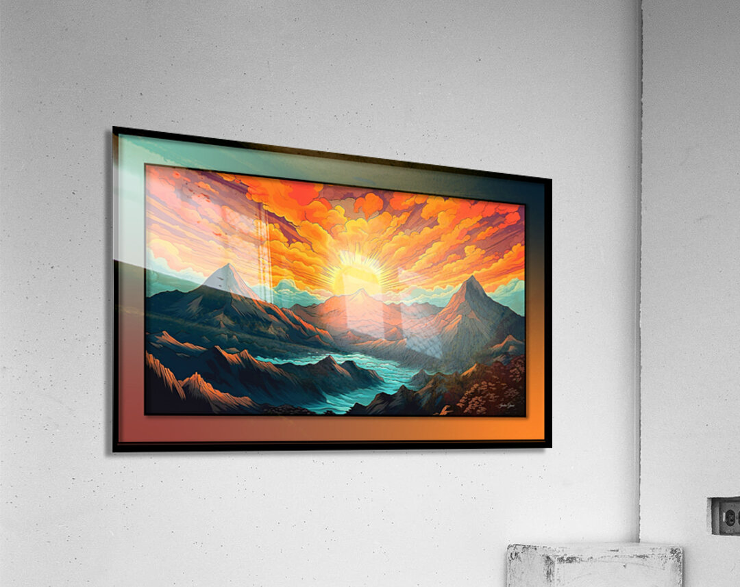 Sunset River Cartoon Acrylic Print