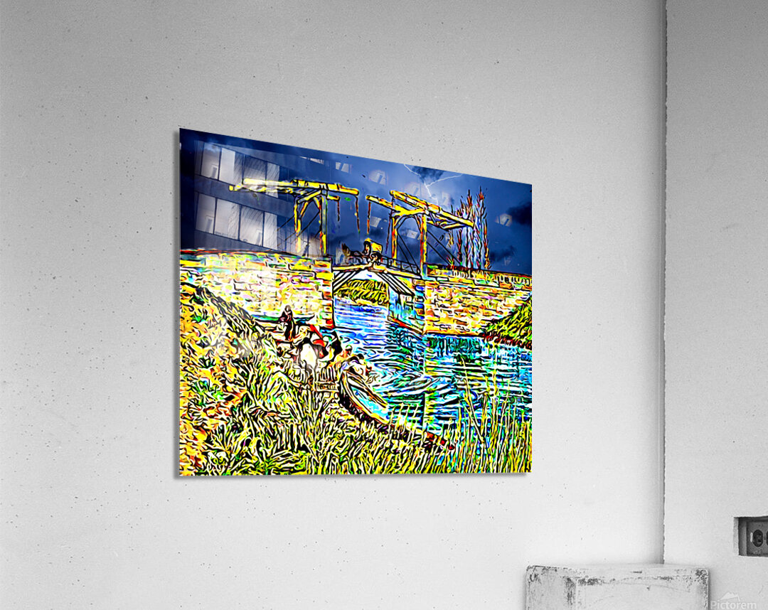 the langlois bridge dig lightning Acrylic Print