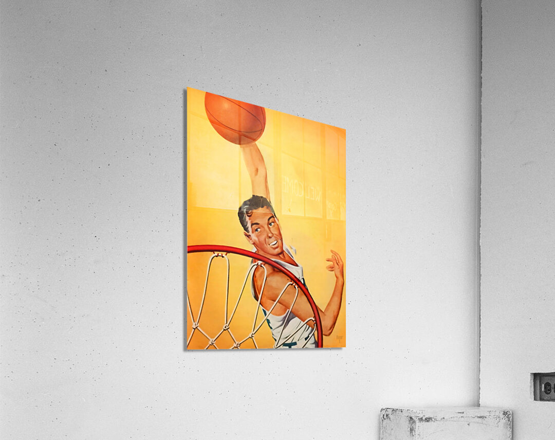 vintage basketball player hook shot art  Acrylic Print