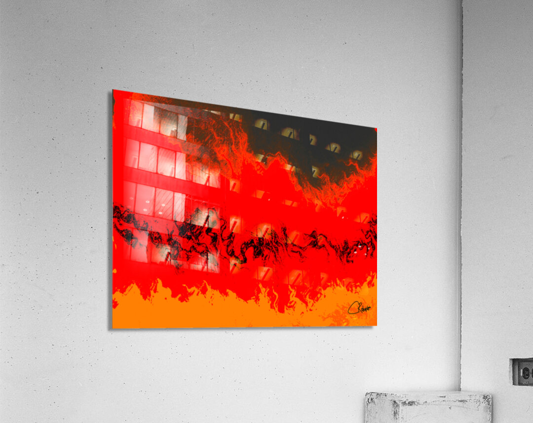 Vibrant Red and Black Abstract Forest Acrylic Print