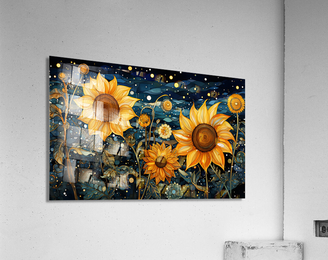 Starry Night Sunflowers – Van Gogh-Inspired Floral Art Print Acrylic Print