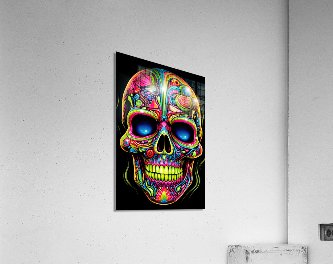 Kunpei_yamanashi　デジタルプリント  NEON SKULLⅠ Neon Skull 01 Psychedelic Colors by Matthias Hauser Wall Art