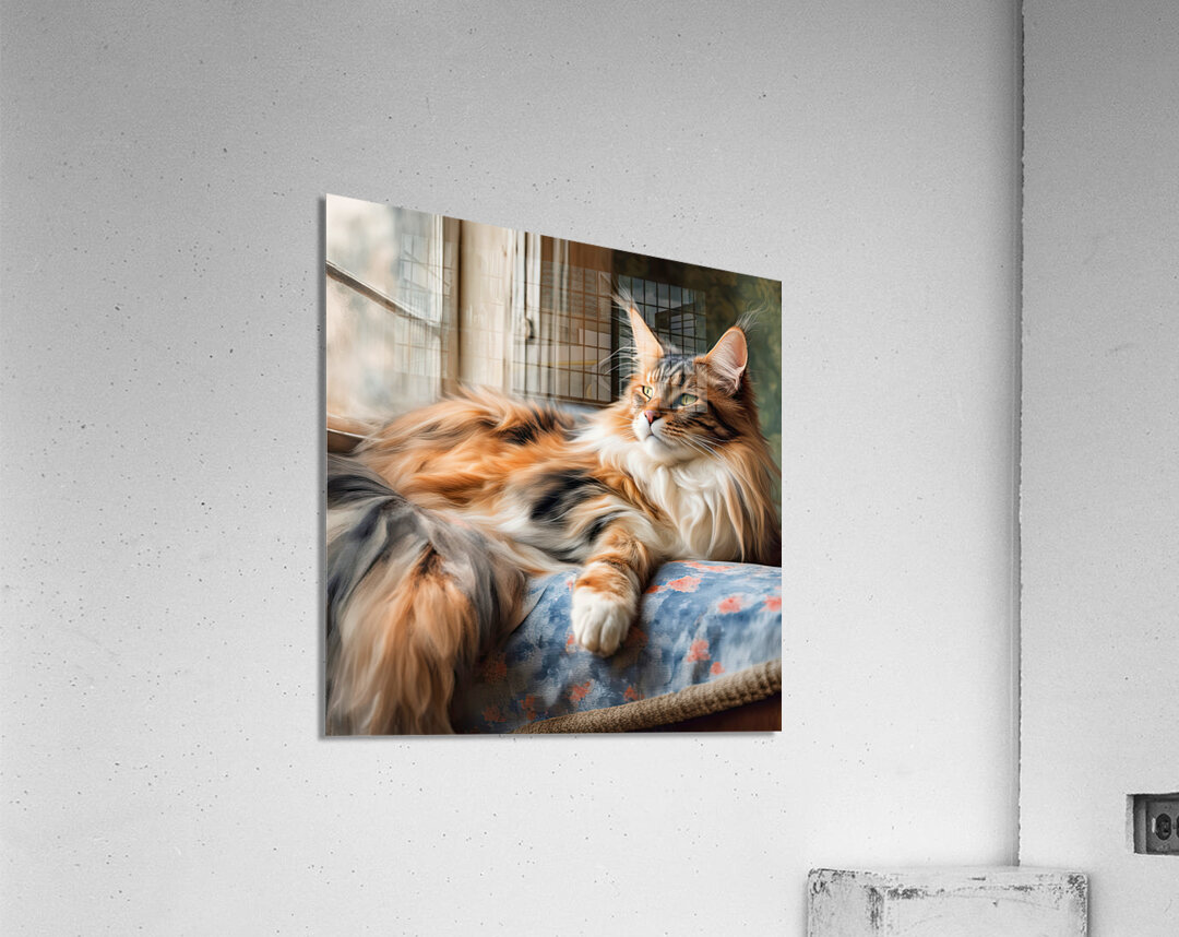 Maine Coon Tri-color Cat Acrylic Print