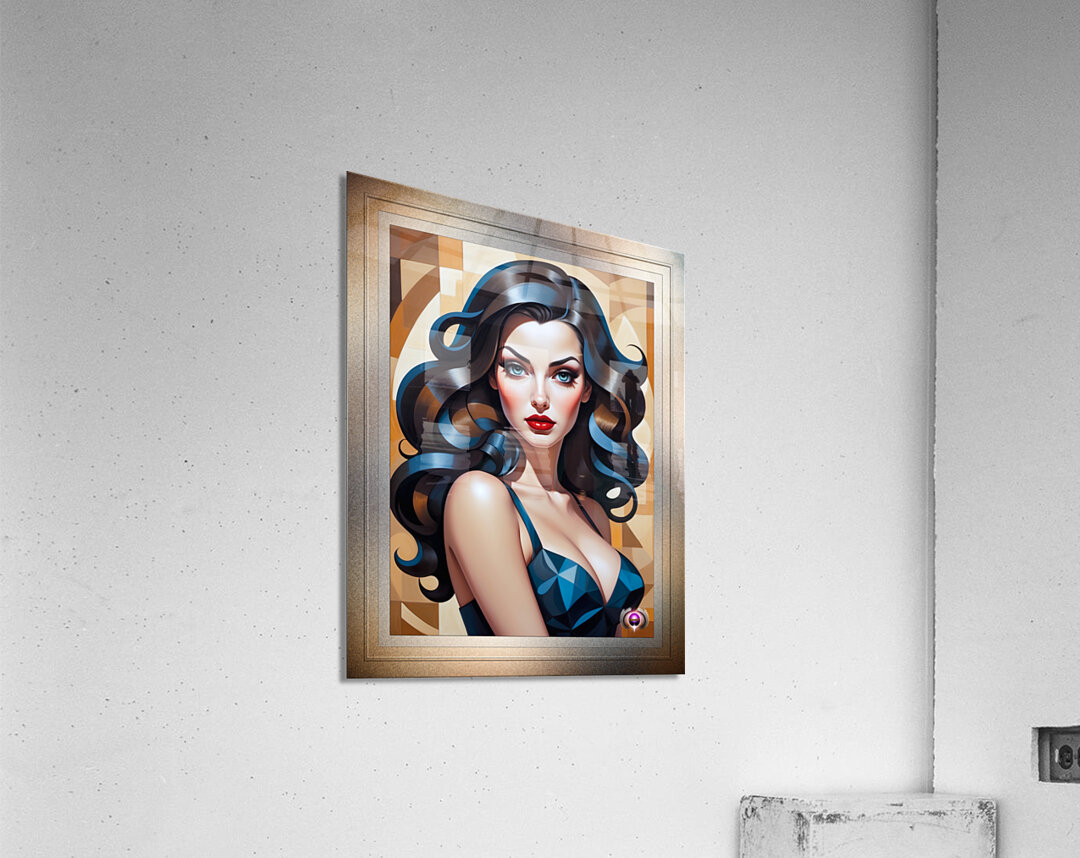 Geometry Is My Subject Pop Surreal Cubism Captivating Portrait AI Concept Art by Xzendor7 Acrylic Print
