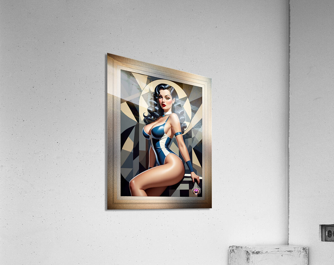 I Play All The Angles Retro Fashion Pin Up Queen Captivating Portrait AI Concept Art by Xzendor7 Acrylic Print