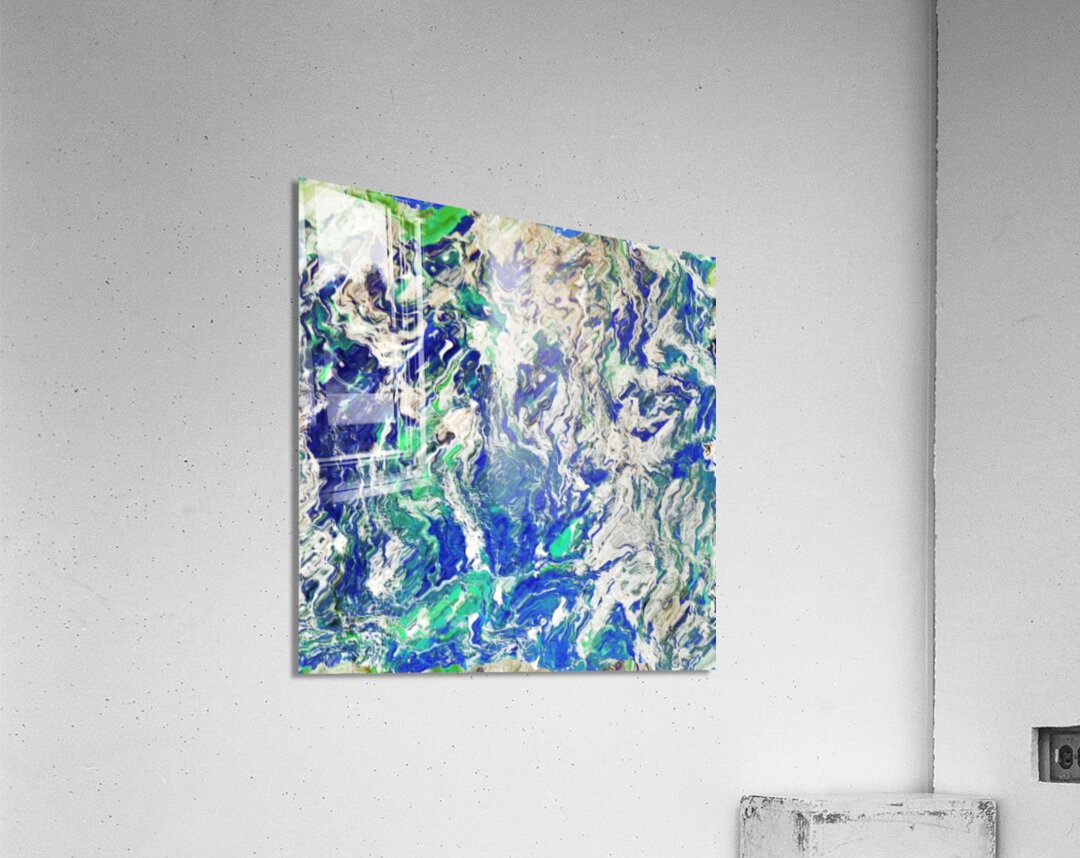 Abstract Dark Blue Turquoise and White Melting Forms Acrylic Print