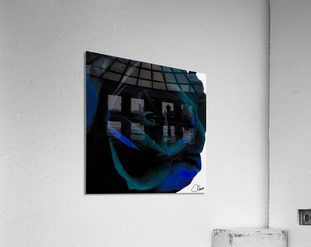 Abstract Dark Green Rose on a Monochrome Abstract Background Acrylic Print