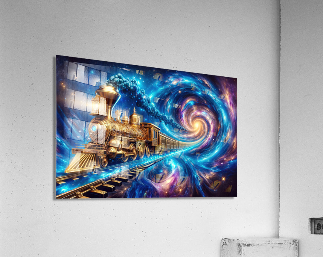 Golden Cosmic Steampunk Train 02 Spiral Galaxy by Matthias