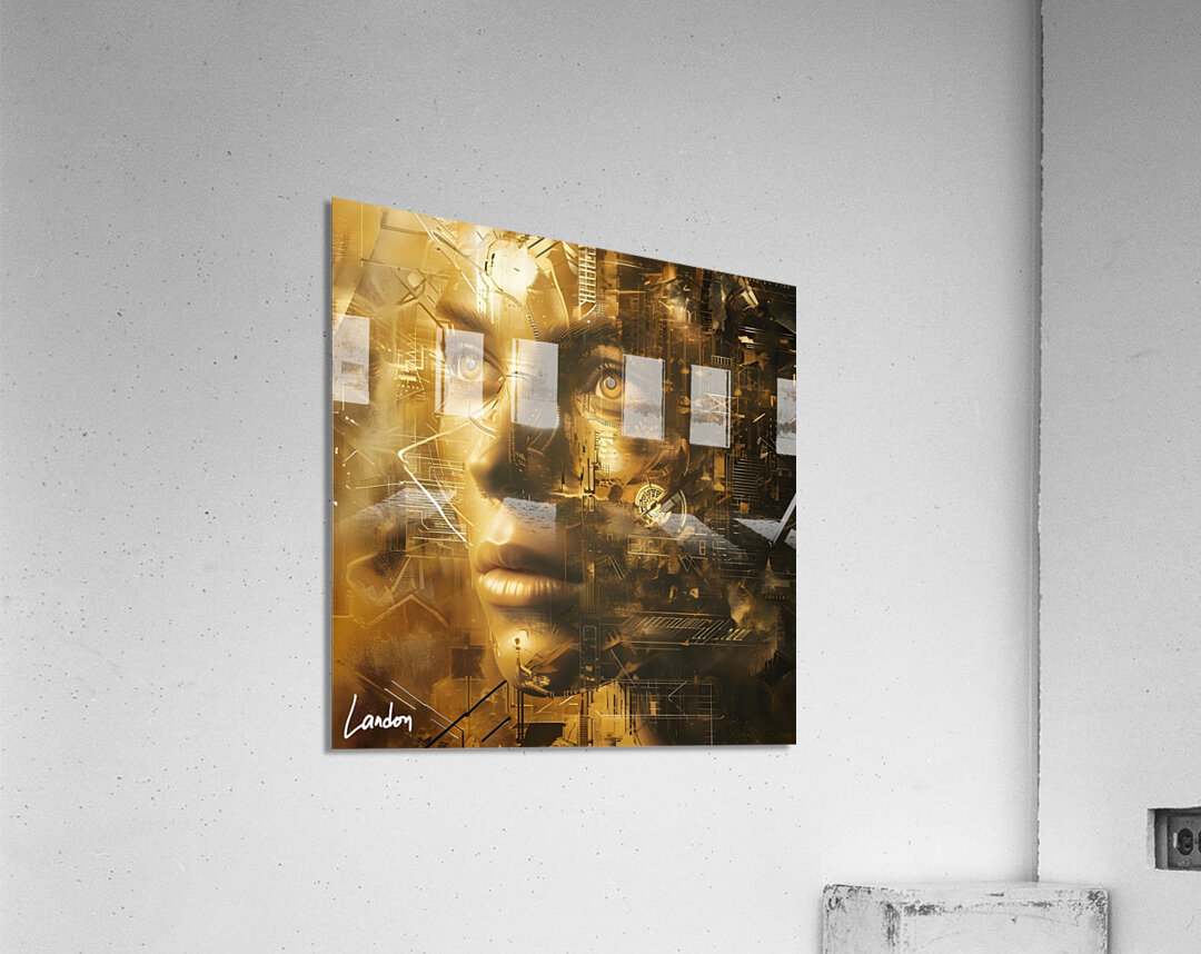 Golden Mechanical Face 3 Acrylic Print