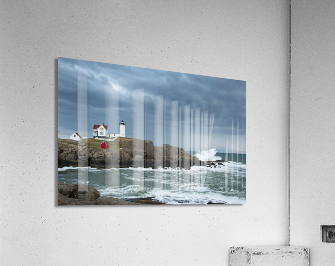 Sunlight Breaking Through Storm Clouds Over Nubble Light in Maine Acrylic Print