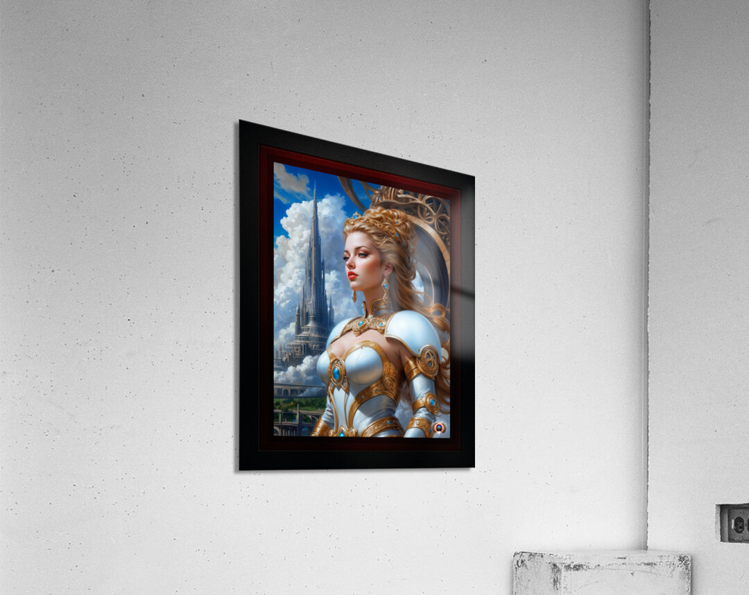 Olynpia Amongst The Grandeur Of Olympus Captivating AI Concept Art Portrait by Xzendor7 Acrylic Print