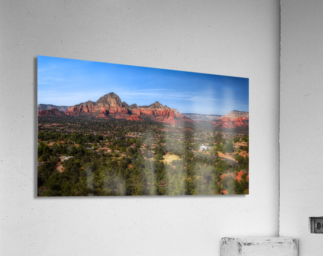 Sedonas Splendor: Cityscape Amongst Towering Peaks Acrylic Print