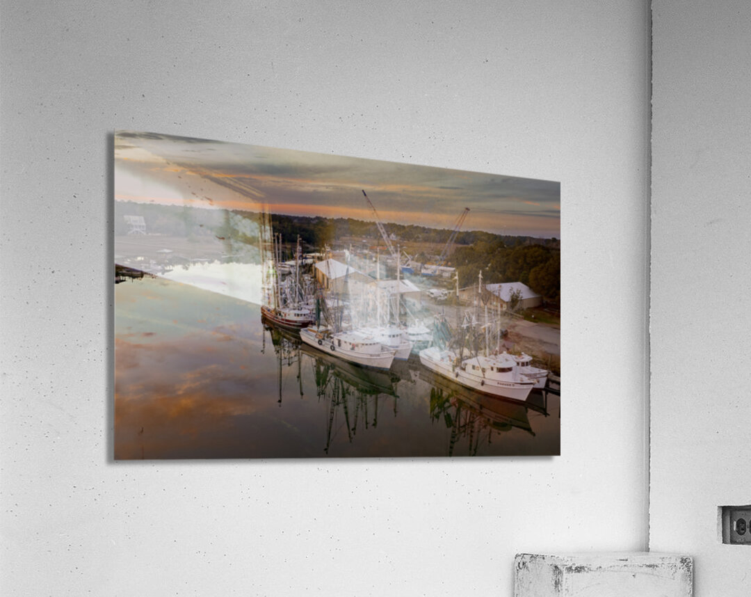 South Carolina Shrimpers at Sunset Acrylic Print