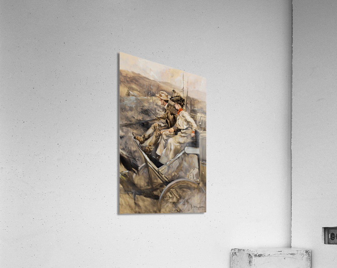 1910 couple on stagecoach george hand wright Acrylic Print