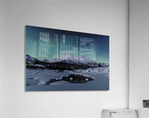 Aurora Borealis (Northern Lights) dance above Idaho Peak and the Little Susitna River at Hatcher Pass in winter, South-central Alaska; Alaska, United States of America  Acrylic Print