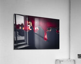 drop of blood on chainsaw blade Acrylic Print