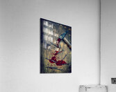 hammer and bloody nails on a wooden Acrylic Print