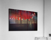 detail of a chainsaw blade full of blood Acrylic Print