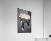 legs protruding from an old suitcase  Acrylic Print