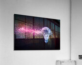 blue and red electric bulb shattering Acrylic Print