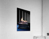 typewriter and sheet of paper catching fire Acrylic Print