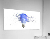 blue bulb destroying on white background Acrylic Print