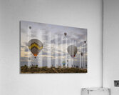 tourists watch the hot air balloon show above goreme at dawn Acrylic Print