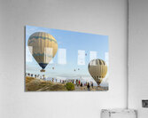 people watch the spectacle of hot air balloons flying over gorem Acrylic Print