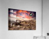 jordan flag on the mountains near petra. Acrylic Print