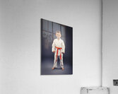 portrait of a smiling child with kimono practicing martial arts Acrylic Print