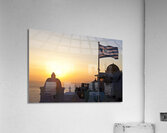 greek flag in santorini Acrylic Print