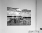 Destin Rock Jetty And Sea Oats Sunset Grayscale Acrylic Print