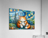 Starry Whiskers Cat - Enchanted Starry Night Cat Acrylic Print